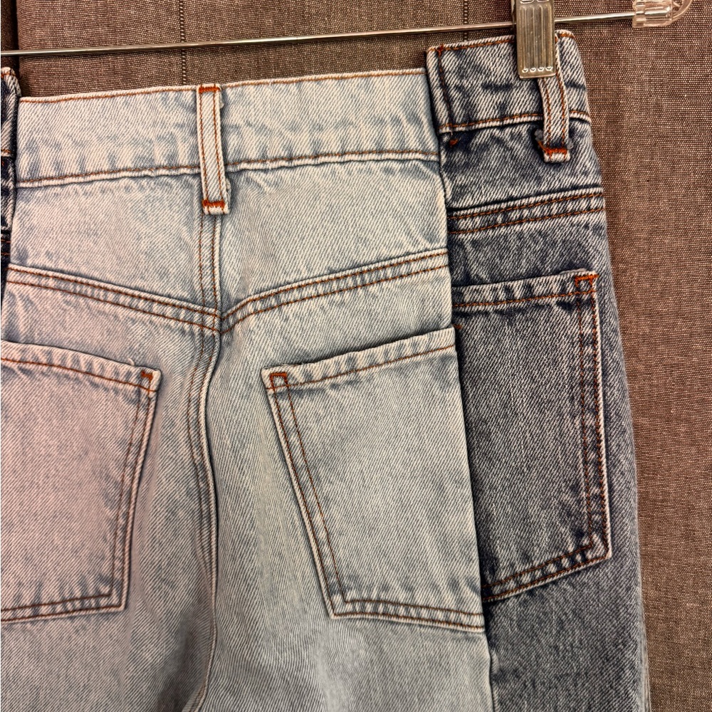 Women's Revice Denim Two Tone Gemini Crossroads Crop Jeans Size 25 Button Fly